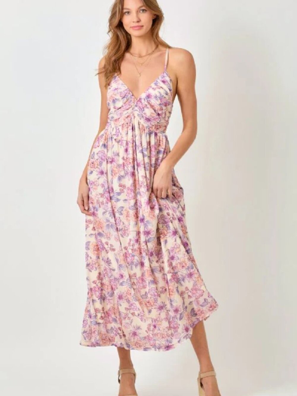 Criss Cross Back Mesh Dress